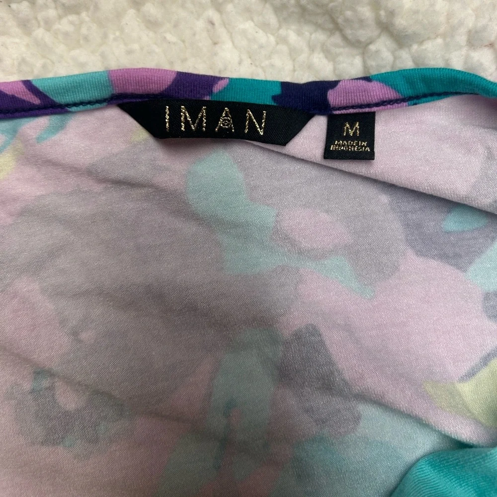 IMAN Blue Global Chic Floral Twist Front Maxi Dress Size M - Picture 4 of 11
